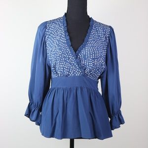 BCBG MaxAzria Blue Top 100% Silk